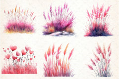 Pink Summer Grass Clipart Bundle - CraftNest - Digital Crafting and Art