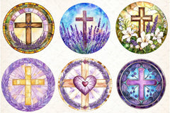 Lavender Blessing & Cross Stained Glass Clipart Bundle - CraftNest - Digital Crafting and Art
