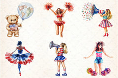 Cheerleader 4th of July Clipart Bundle - CraftNest - Digital Crafting and Art