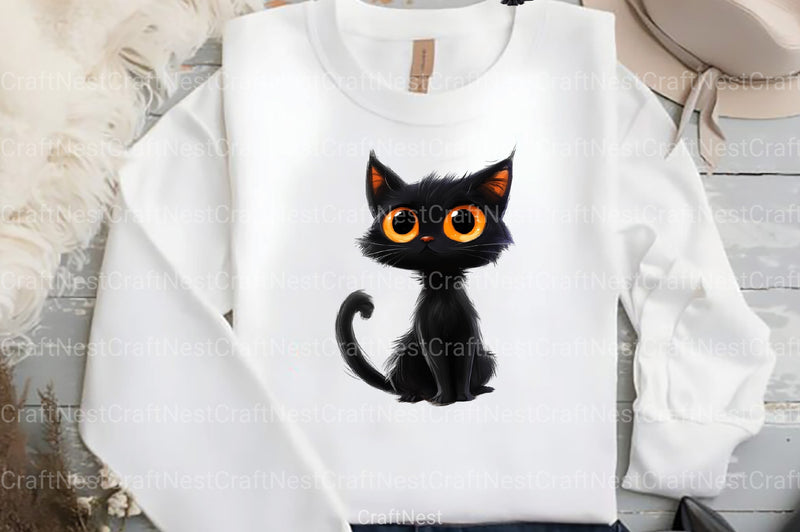 Quirky Funny Black Cat Clipart Bundle55 - CraftNest - Digital Crafting and Art