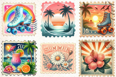 Retro Summer Postage Clipart Bundle - CraftNest - Digital Crafting and Art