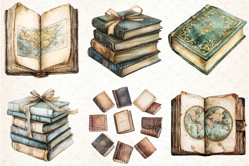 Vintage Books Clipart Bundle 2 - CraftNest - Digital Crafting and Art