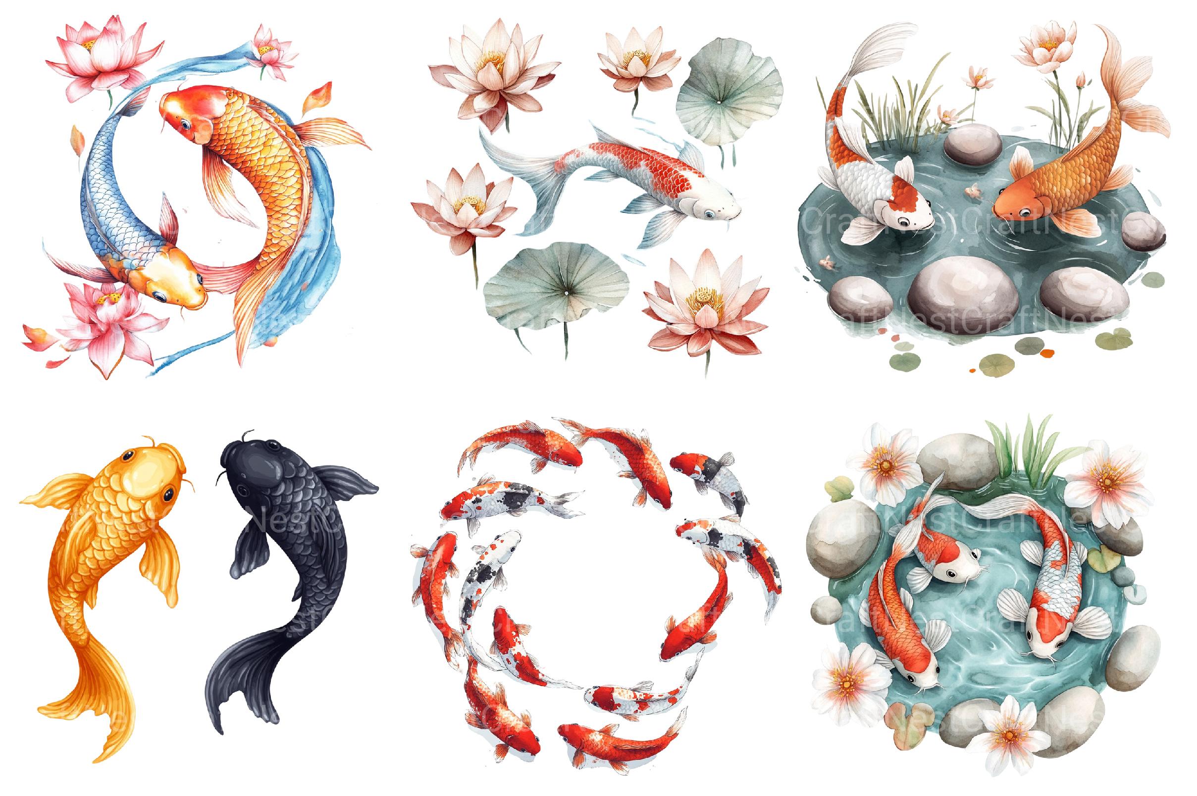 Japanese Koi Fish Clipart - CraftNest - Digital Crafting and Art