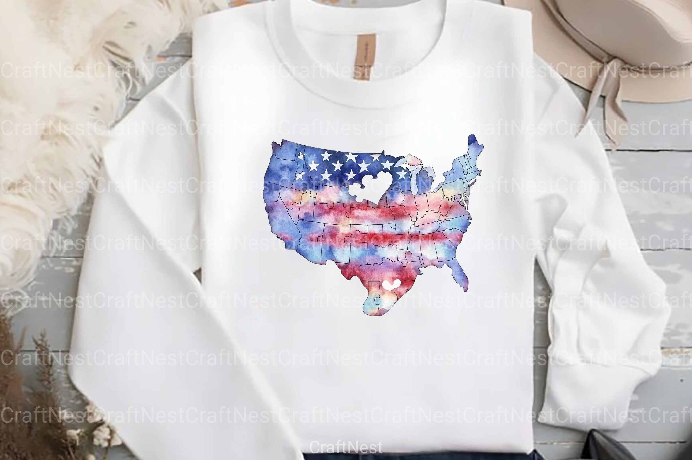 USA Map Puzzle 4th of July Clipart Bundle - CraftNest - Digital Crafting and Art