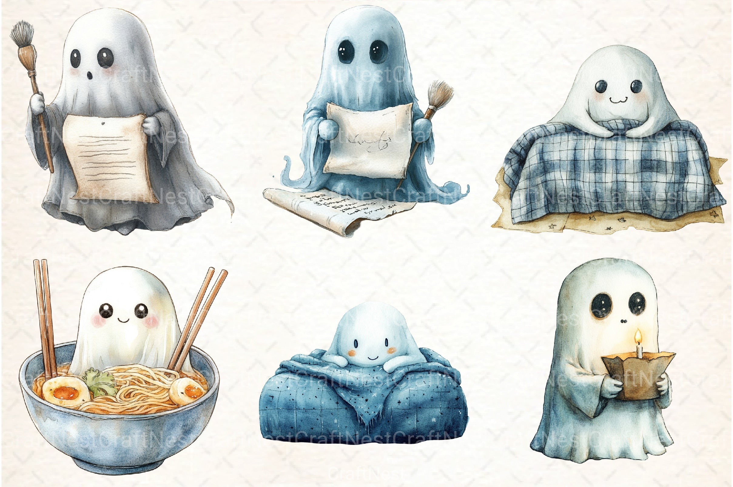 Cute Japanese Ghost Clipart Bundle - CraftNest - Digital Crafting and Art