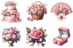 Romantic Pink Wedding Clipart - CraftNest - Digital Crafting and Art