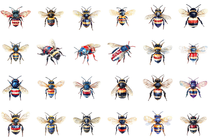 4th Of July Patriotic Bee Clipart Bundle - CraftNest - Digital Crafting and Art