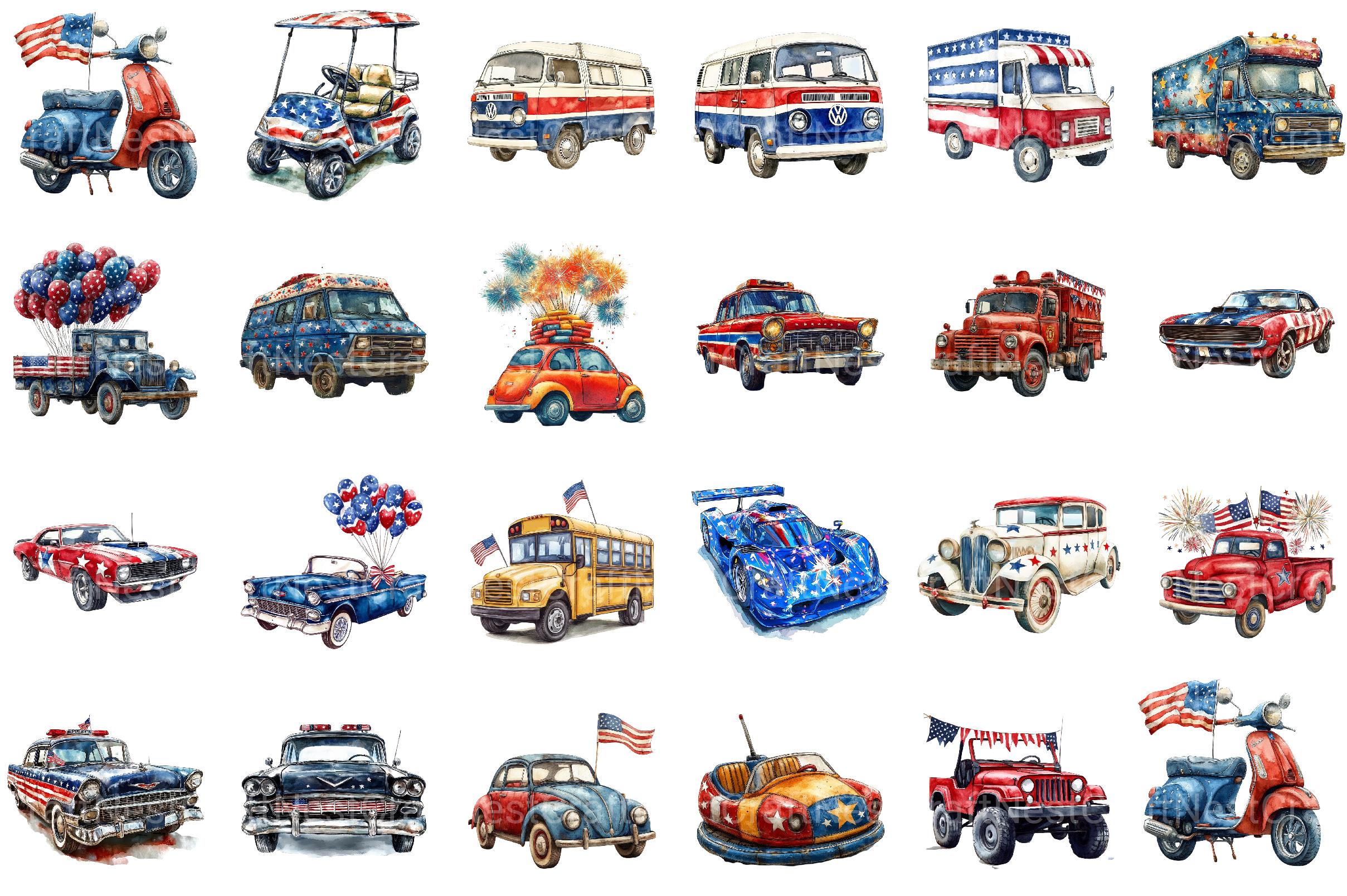 4th of July Car Clipart - CraftNest - Digital Crafting and Art