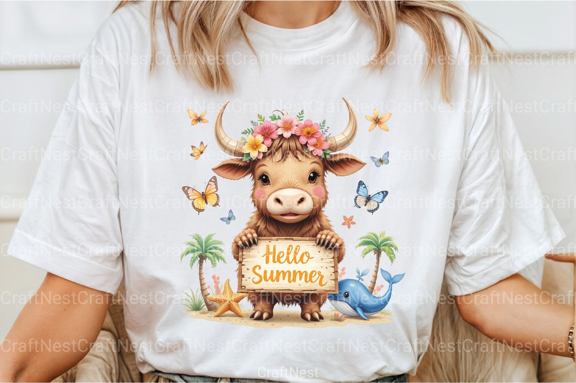 Summer Highland Cow Clipart Bundle 13 - CraftNest - Digital Crafting and Art