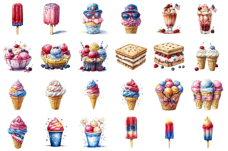 4th of July Ice Cream Clipart - CraftNest - Digital Crafting and Art