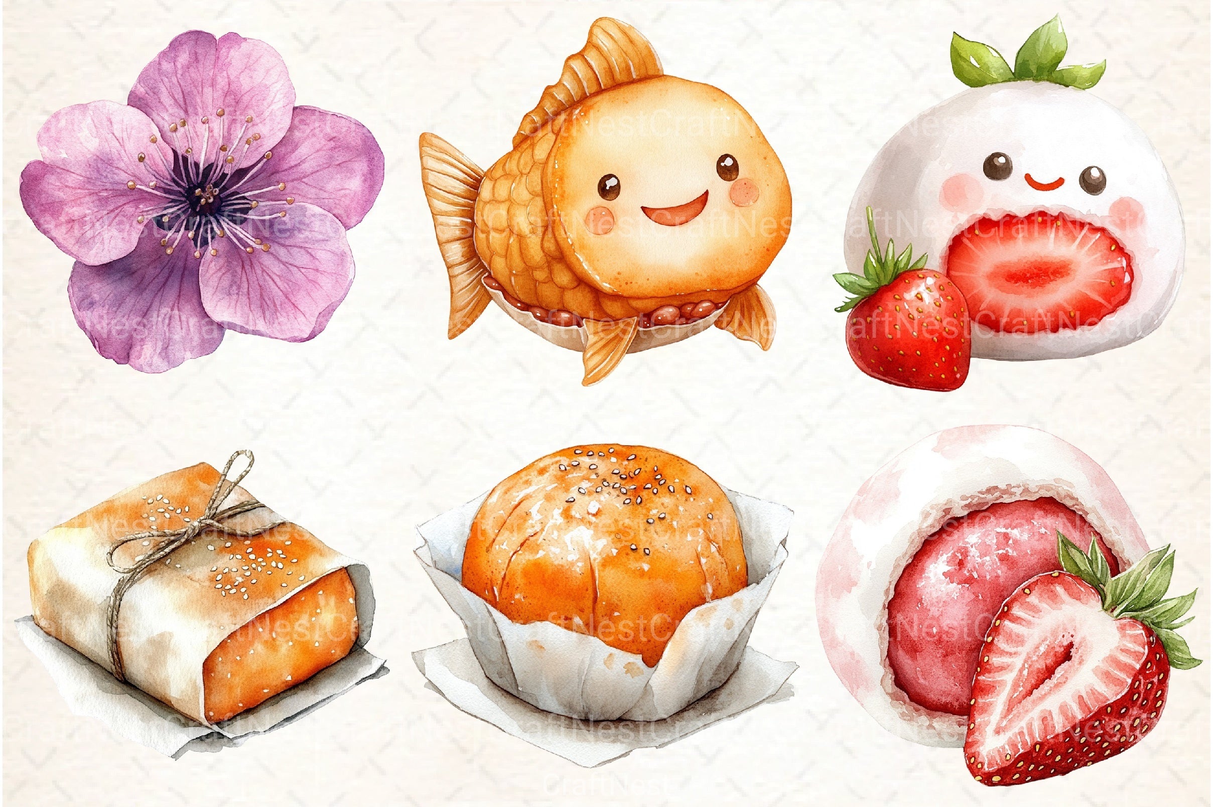 Japanese Dessert Clipart Bundle - CraftNest - Digital Crafting and Art