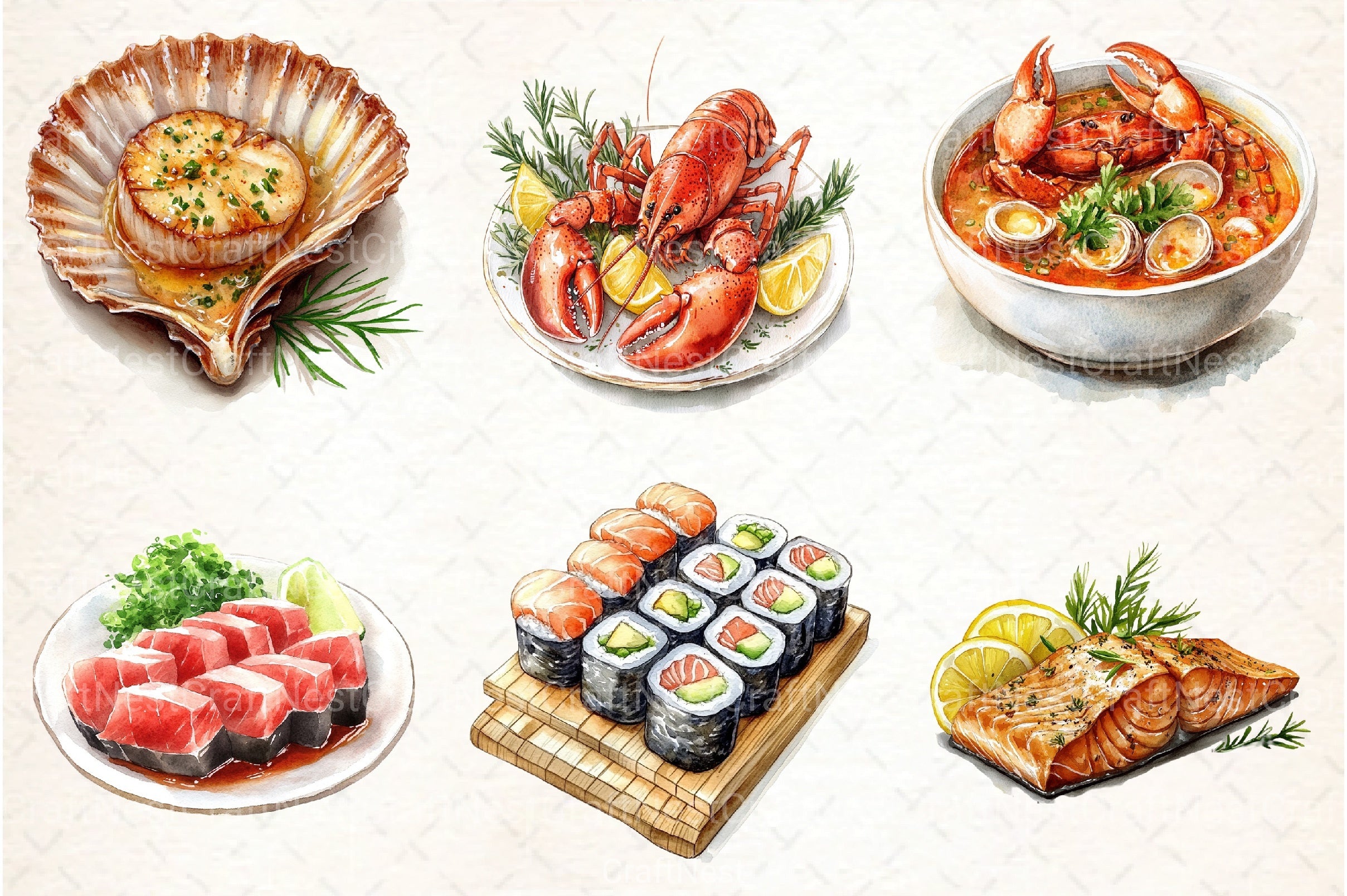 Seafood Clipart Bundle - CraftNest - Digital Crafting and Art