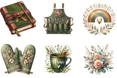 Boho Olive Green Mother’s Day Clipart - CraftNest - Digital Crafting and Art