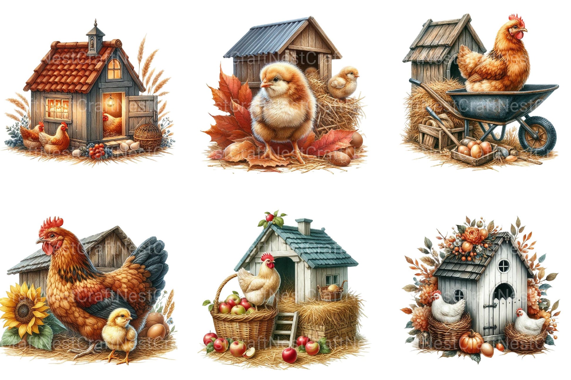Autumn Chicken Coop Clipart - CraftNest - Digital Crafting and Art
