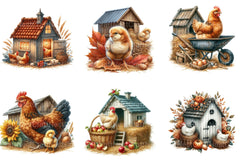 Autumn Chicken Coop Clipart - CraftNest - Digital Crafting and Art