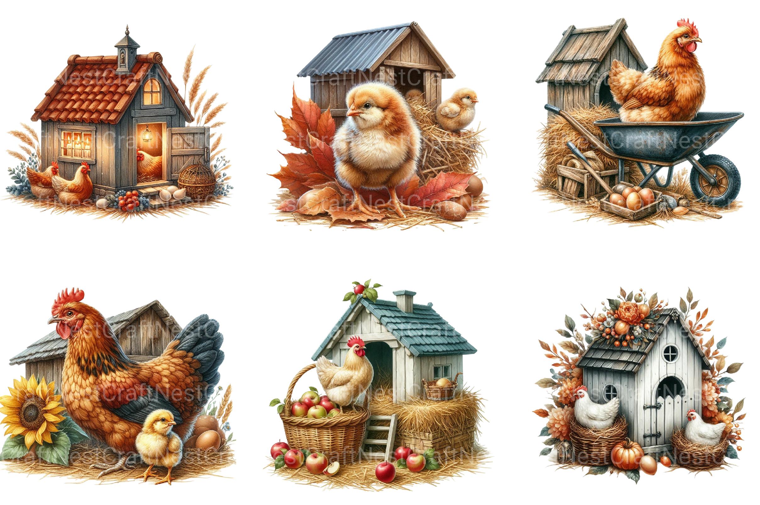 Autumn Chicken Coop Clipart - CraftNest - Digital Crafting and Art