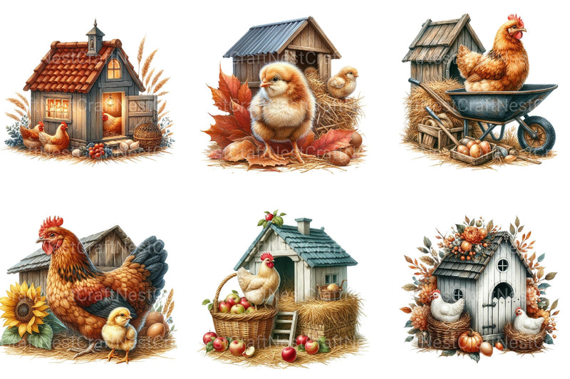 Autumn Chicken Coop Clipart - CraftNest - Digital Crafting and Art