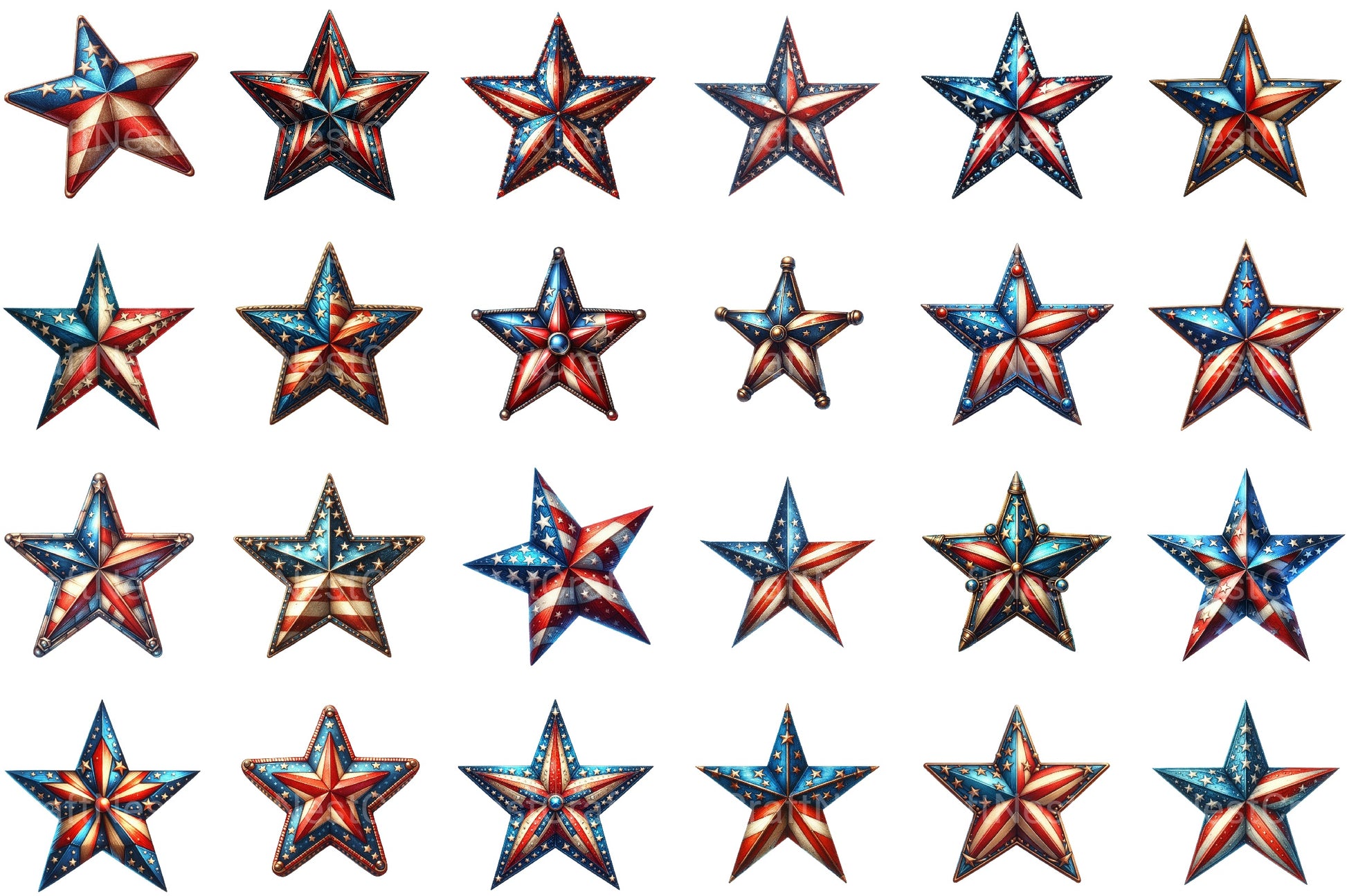 4th Of July Star Clipart Bundle - CraftNest - Digital Crafting and Art