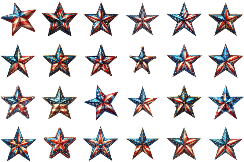 4th Of July Star Clipart Bundle - CraftNest - Digital Crafting and Art