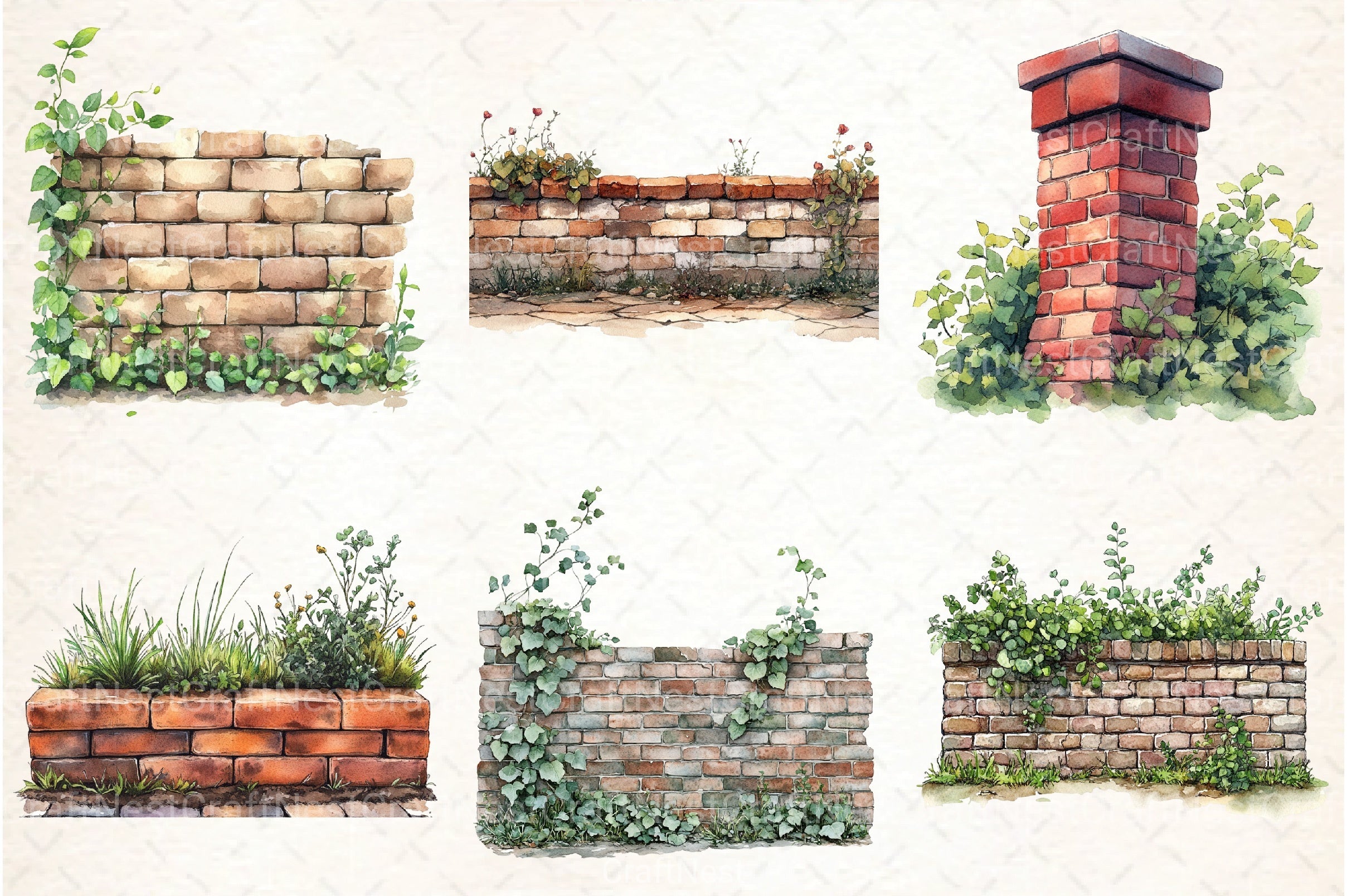 Brick Wall Clipart Bundle - CraftNest - Digital Crafting and Art