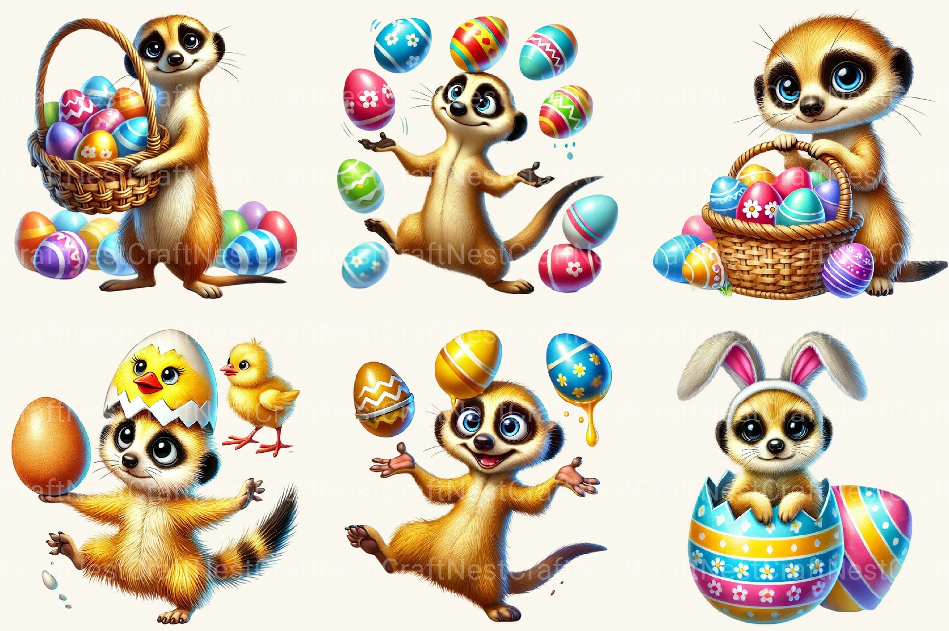 Funny Easter Meerkat Clipart Bundle - CraftNest - Digital Crafting and Art