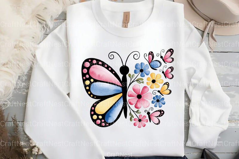 Floral Butterfly Clipart Bundle 1 - CraftNest - Digital Crafting and Art