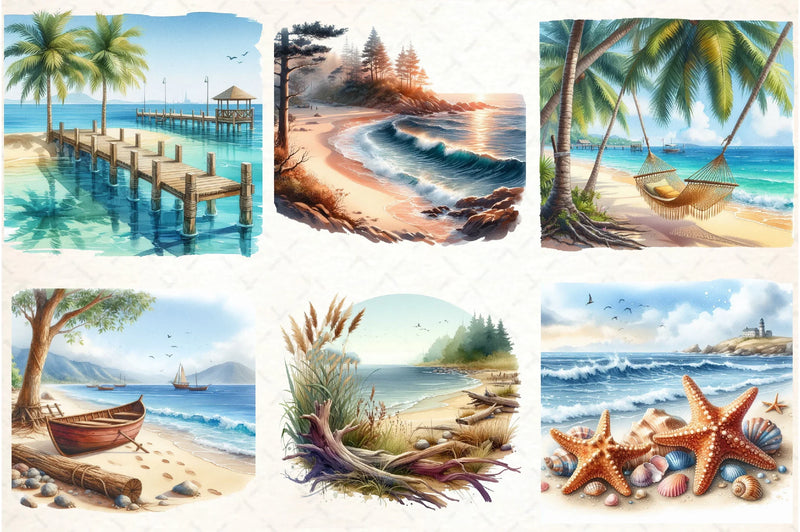 Summer Beach Views Clipart Bundle - CraftNest - Digital Crafting and Art