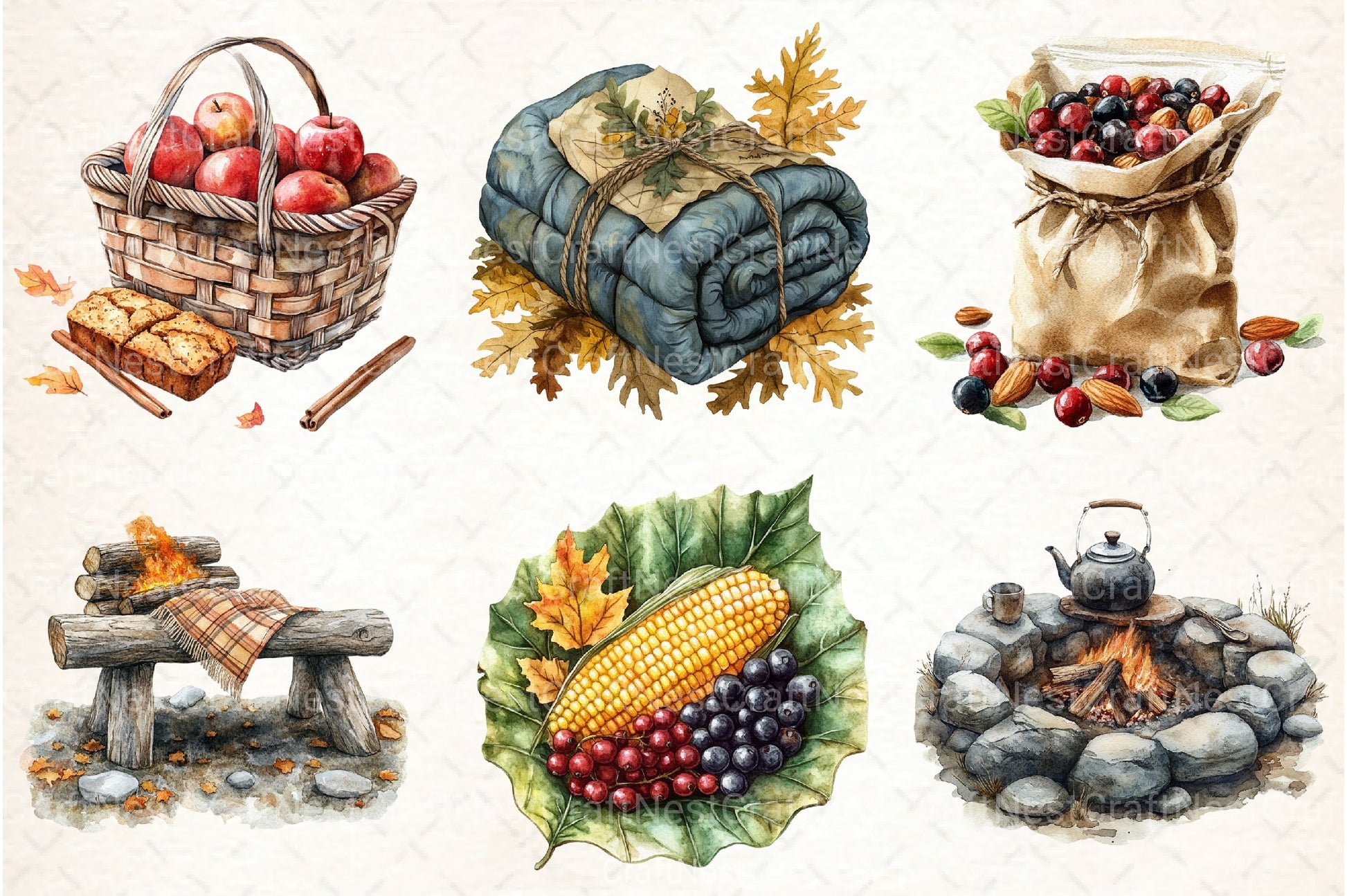 Autumn Camping Clipart Bundle - CraftNest - Digital Crafting and Art