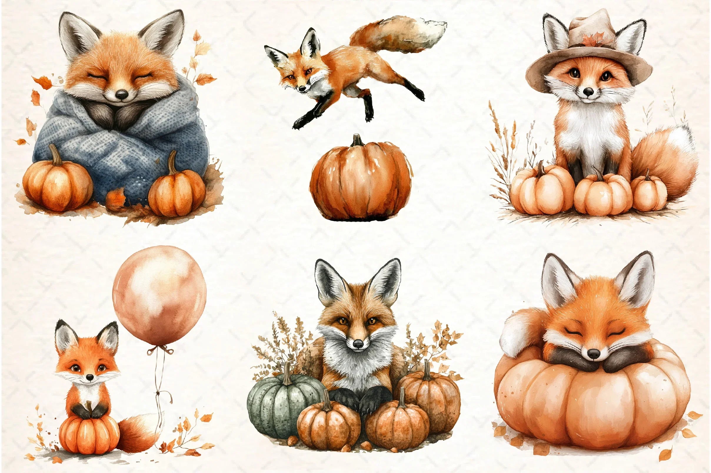 Fox with Pumpkin Patch Clipart Bundle - CraftNest - Digital Crafting and Art