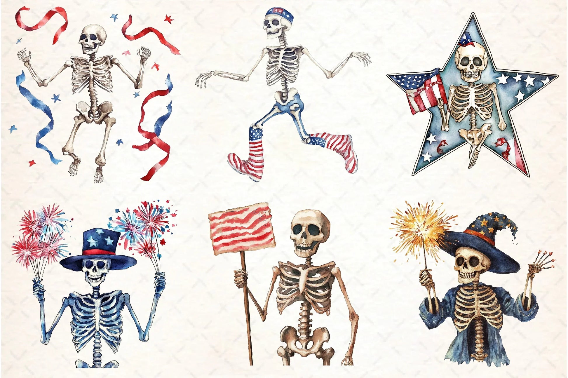 Skeleton 4th of July Clipart Bundle - CraftNest - Digital Crafting and Art