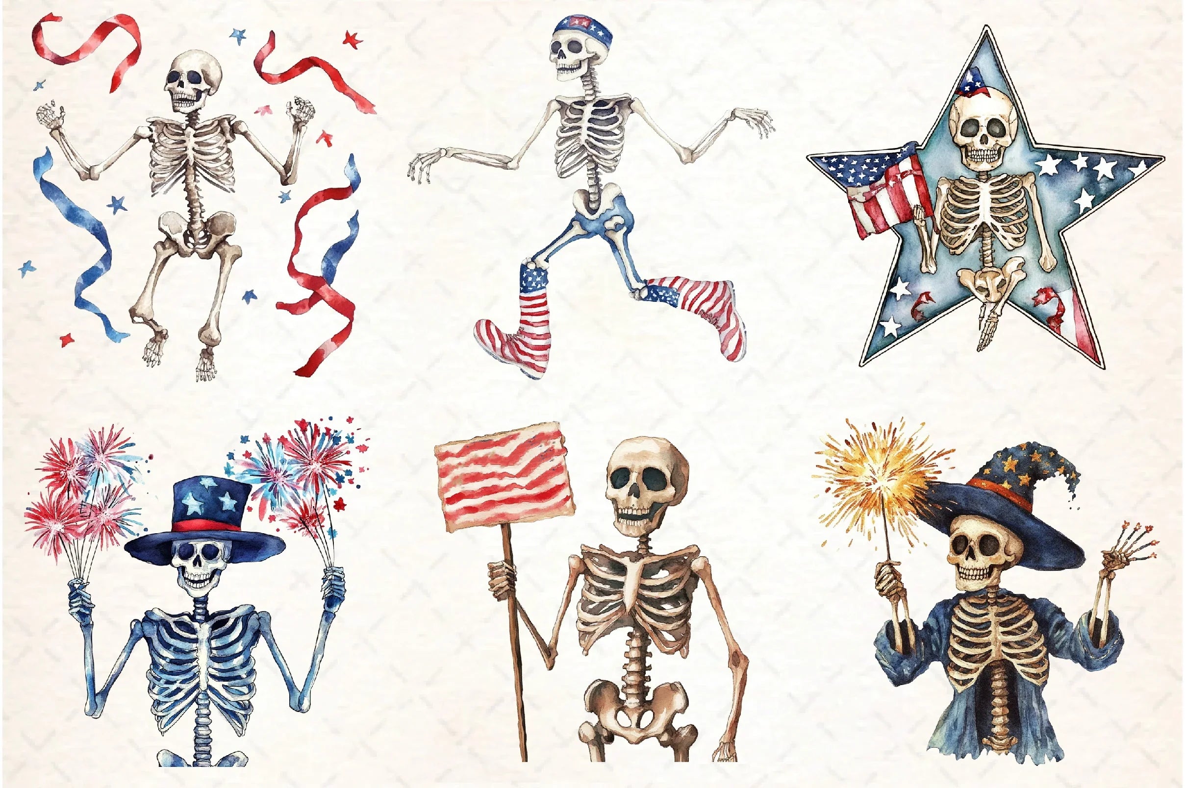 Skeleton 4th of July Clipart Bundle - CraftNest - Digital Crafting and Art
