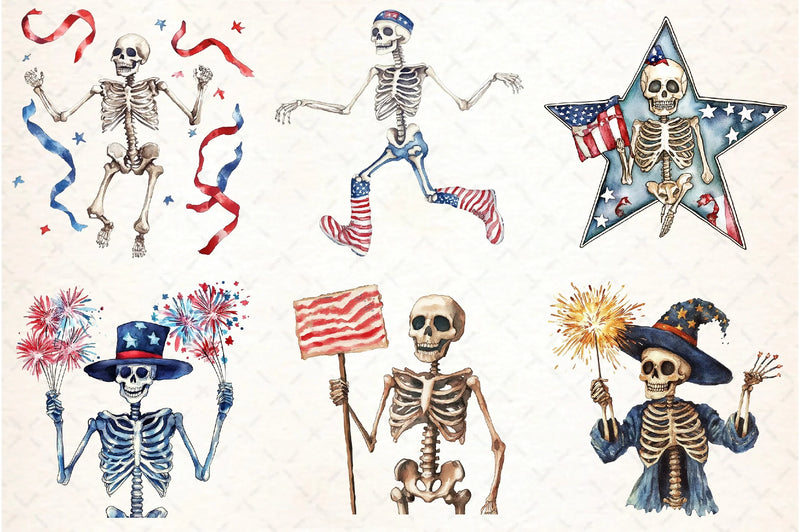 Skeleton 4th of July Clipart Bundle - CraftNest - Digital Crafting and Art