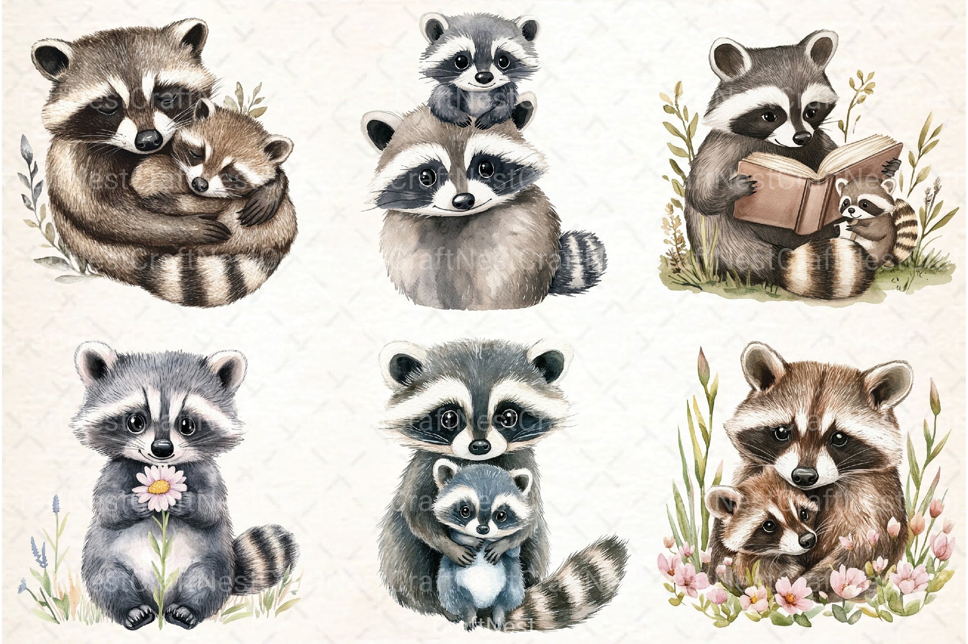 Raccoon & Kit Clipart Bundle 1 - CraftNest - Digital Crafting and Art