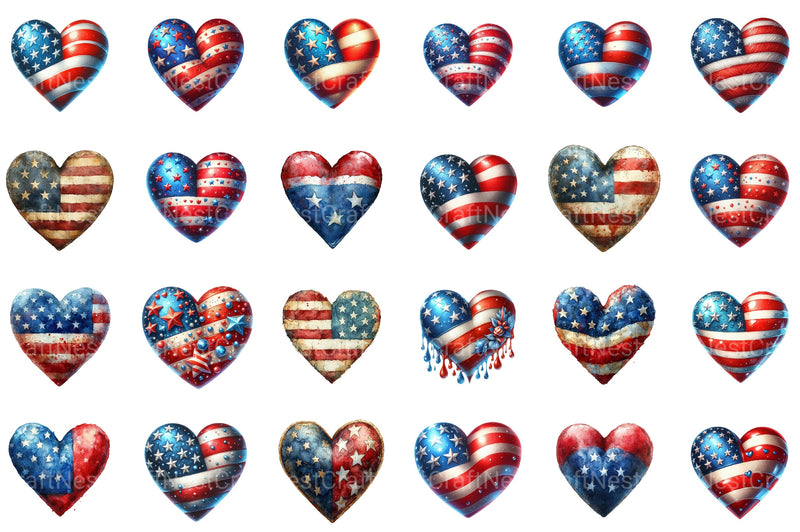 4th Of July Heart Sublimation Clipart Bundle - CraftNest - Digital Crafting and Art