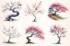 Japanese Cherry Blossom Tree Clipart Bundle 5 - CraftNest - Digital Crafting and Art