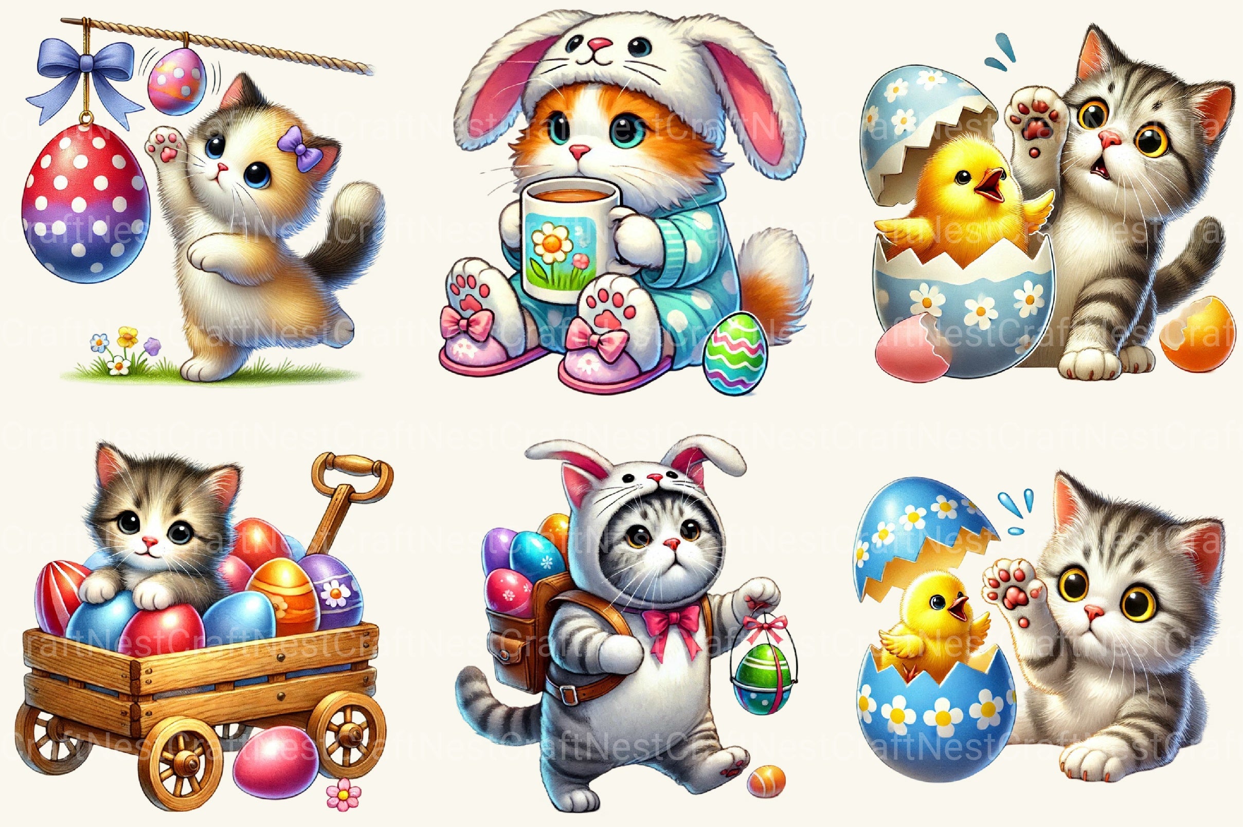 Funny Easter Cats Clipart Bundle - CraftNest - Digital Crafting and Art