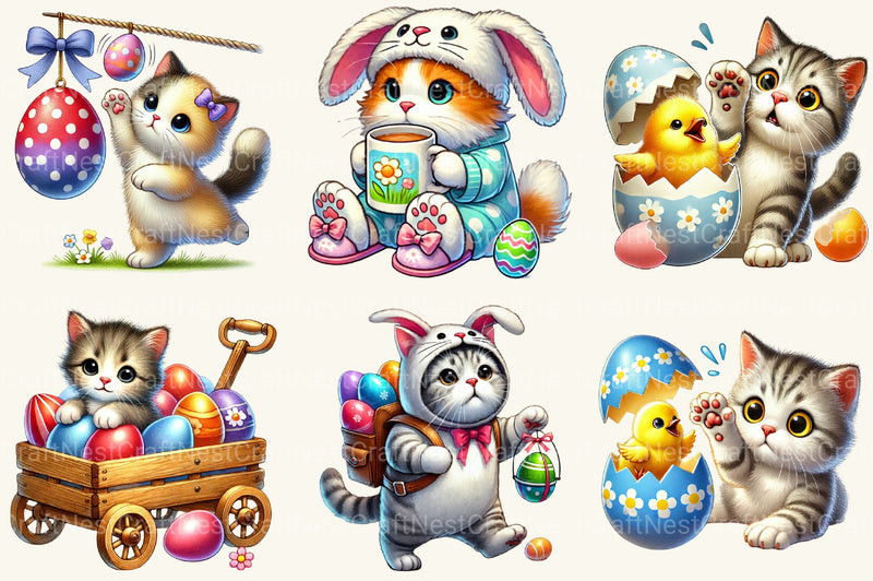 Funny Easter Cats Clipart Bundle - CraftNest - Digital Crafting and Art