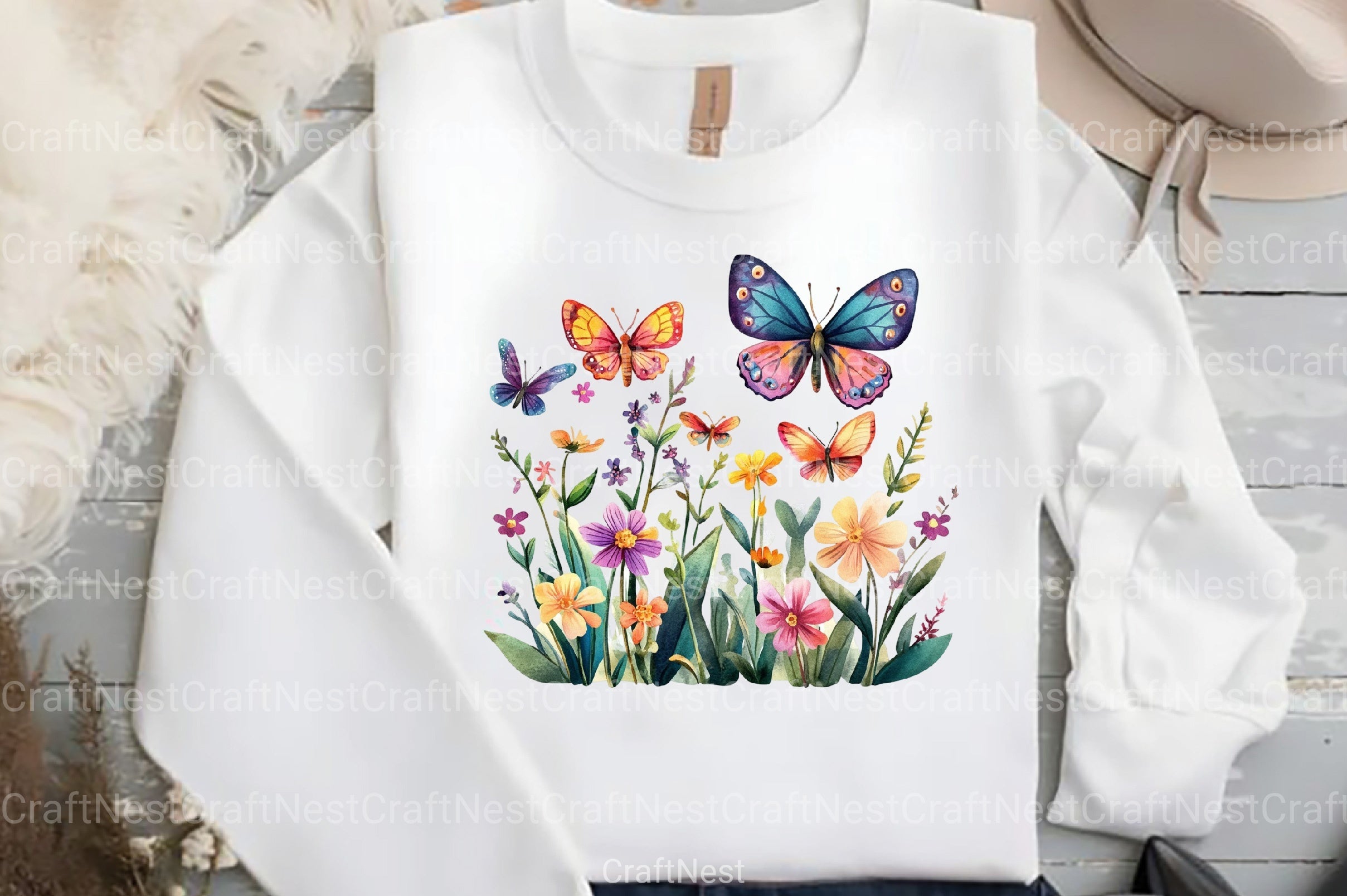 Butterfly Flowers Clipart Bundle 99 - CraftNest - Digital Crafting and Art