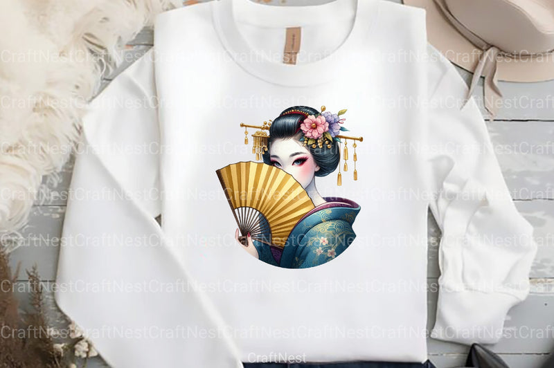 Japanese Geisha Clipart Bundle - CraftNest - Digital Crafting and Art