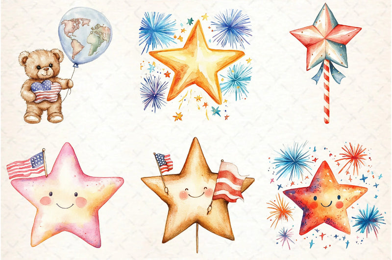 Cute Star 4th of July Clipart Bundle - CraftNest - Digital Crafting and Art