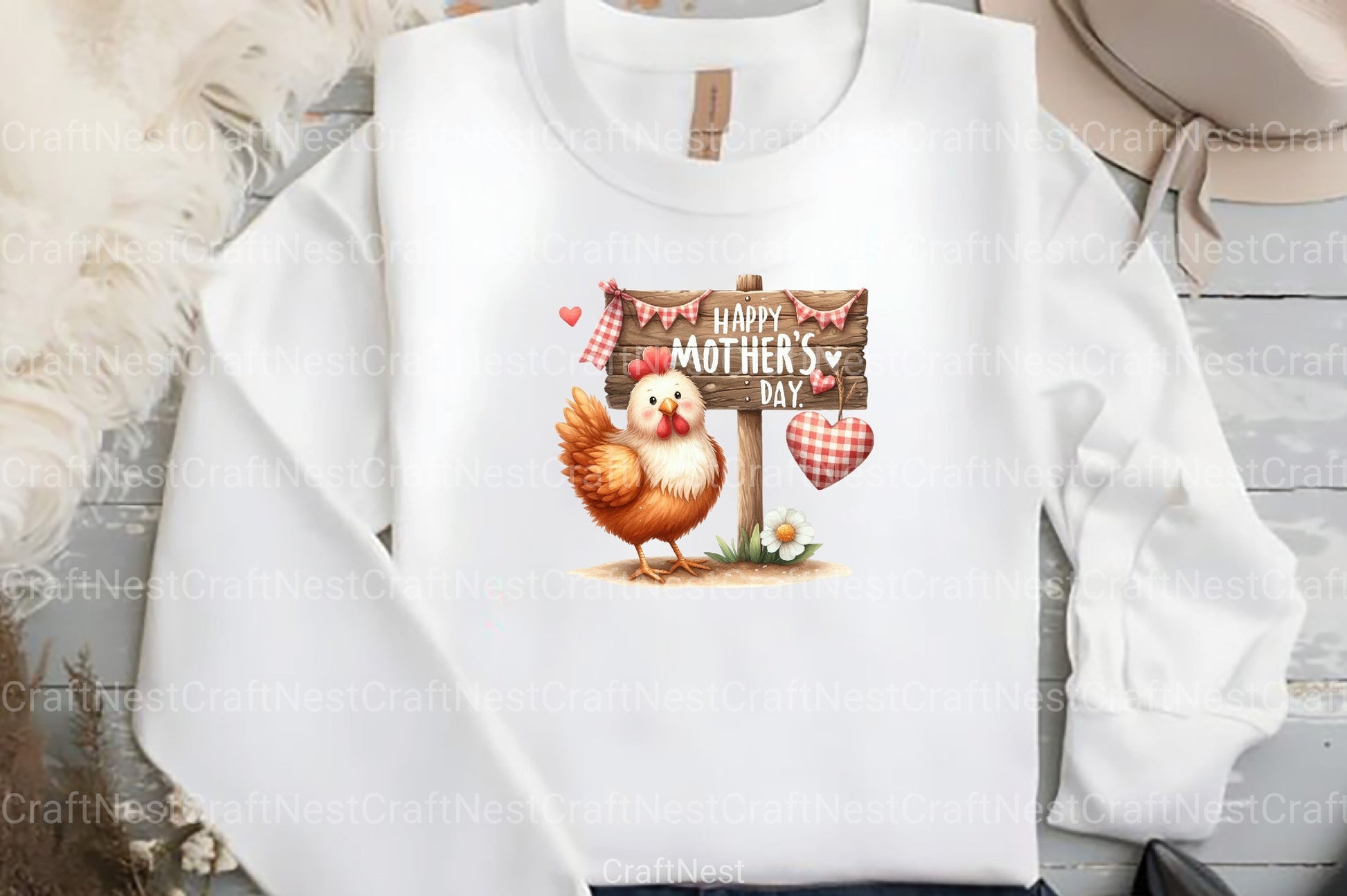 Pink Gingham Hen Mother's Day Clipart Bundle - CraftNest - Digital Crafting and Art