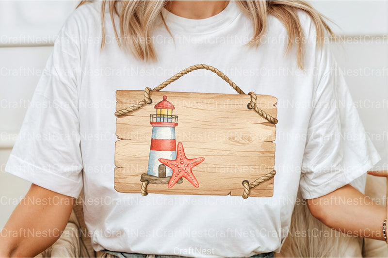 Wooden Sign & Lighthouse Starfish Clipart Bundle - CraftNest - Digital Crafting and Art