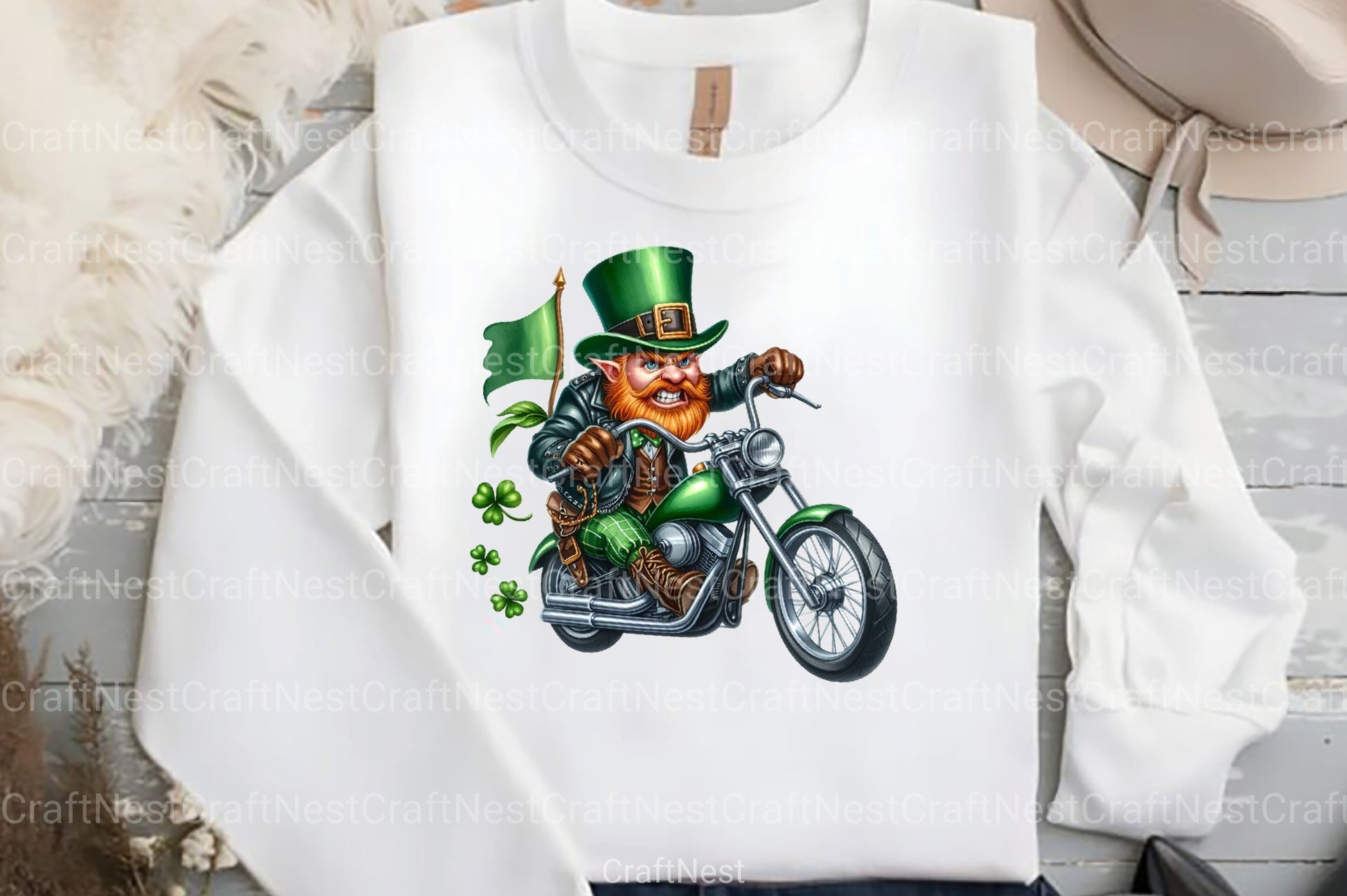 St. Patrick's Day Leprechaun Biker Clipart Bundle - CraftNest - Digital Crafting and Art