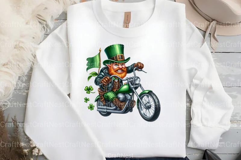 St. Patrick's Day Leprechaun Biker Clipart Bundle - CraftNest - Digital Crafting and Art