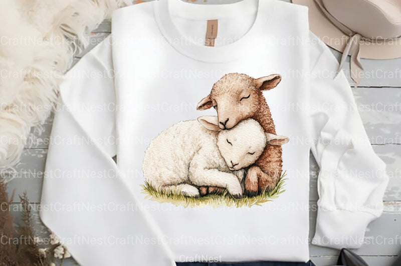 Lamb & Ewe Love Clipart Bundle - CraftNest - Digital Crafting and Art