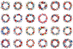 4th of July Flower Wreath Sublimation Clipart - CraftNest - Digital Crafting and Art