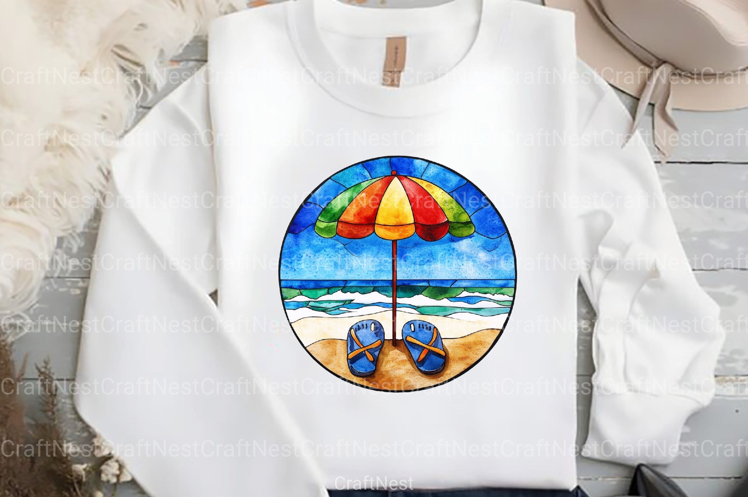 Round Stained Glass Summer Clipart Bundle 8 - CraftNest - Digital Crafting and Art