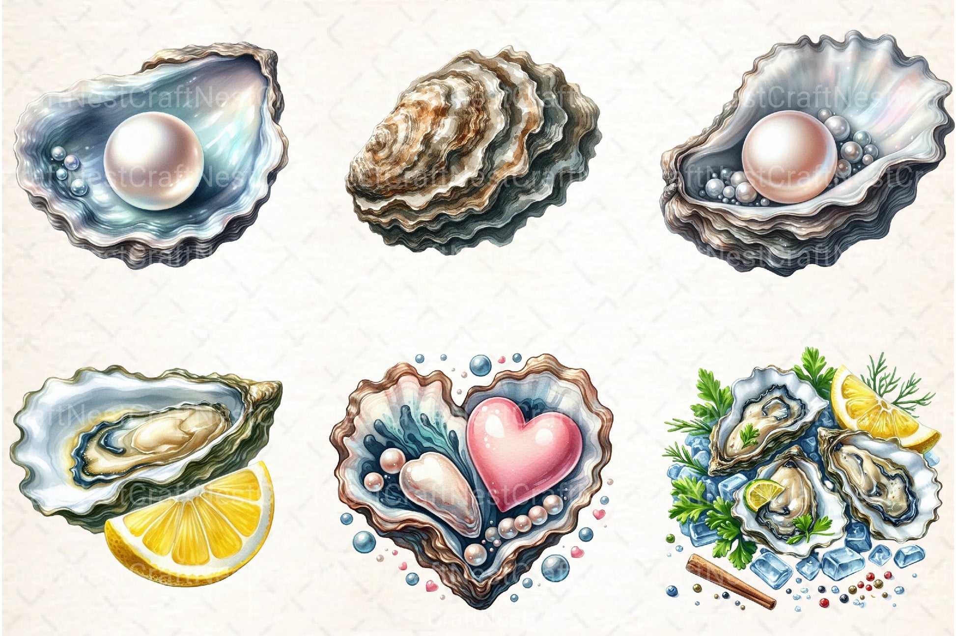 Oyster Clipart Bundle - CraftNest - Digital Crafting and Art