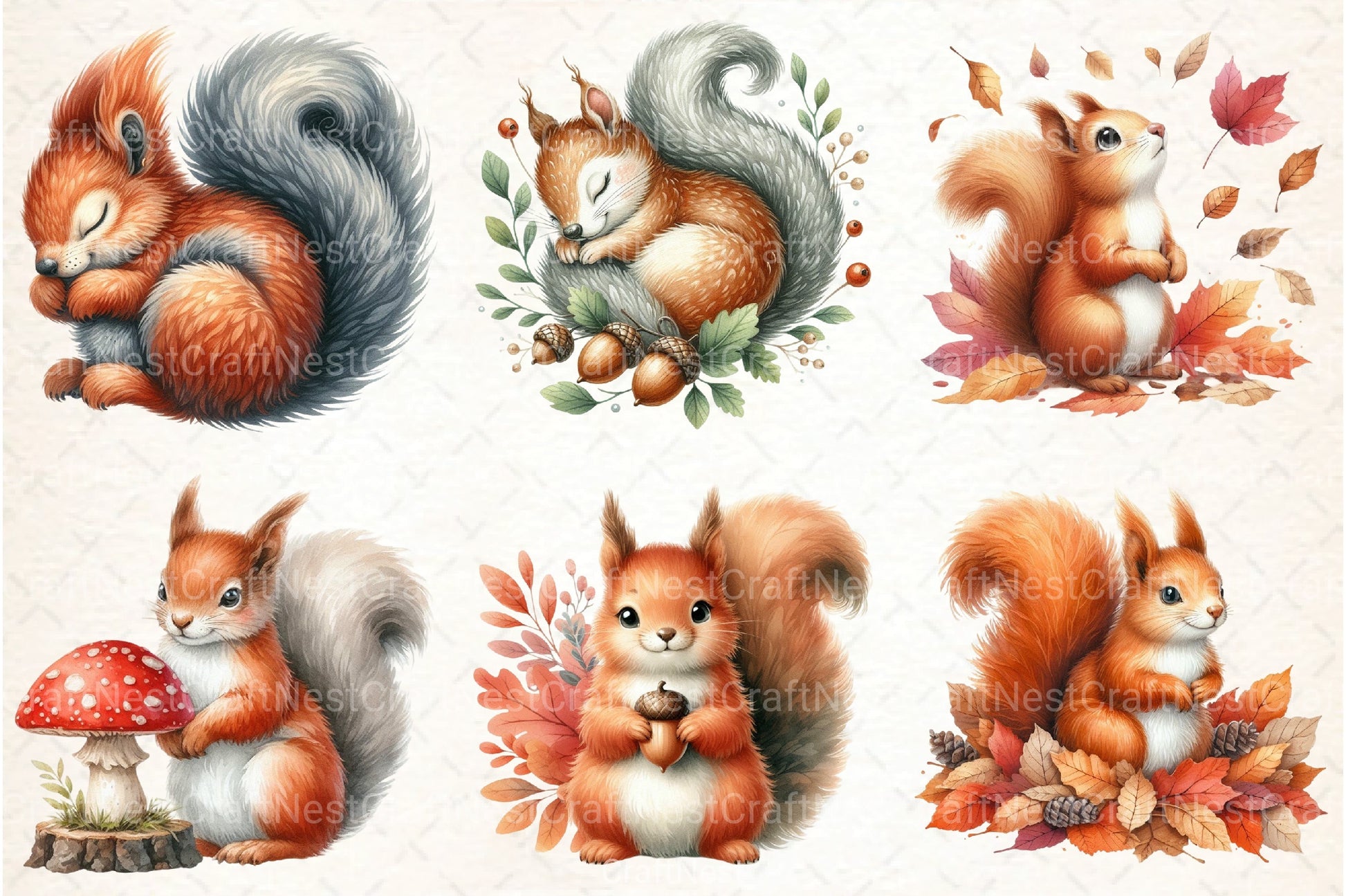 Autumn Squirrel Clipart Bundle 77 - CraftNest - Digital Crafting and Art