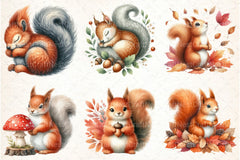 Autumn Squirrel Clipart Bundle 77 - CraftNest - Digital Crafting and Art